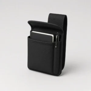 Black duty belt notebook pouch with a notebook and pen tucked in the front pocket