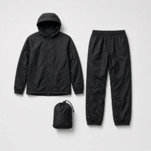 Packable rain jacket and pants set